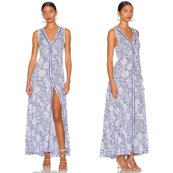 Poupette St. Barth Dresses & Skirts - Poupette St. Barth Nana Printed Maxi Dress Revolve Blue Begonia, NWT, Size L